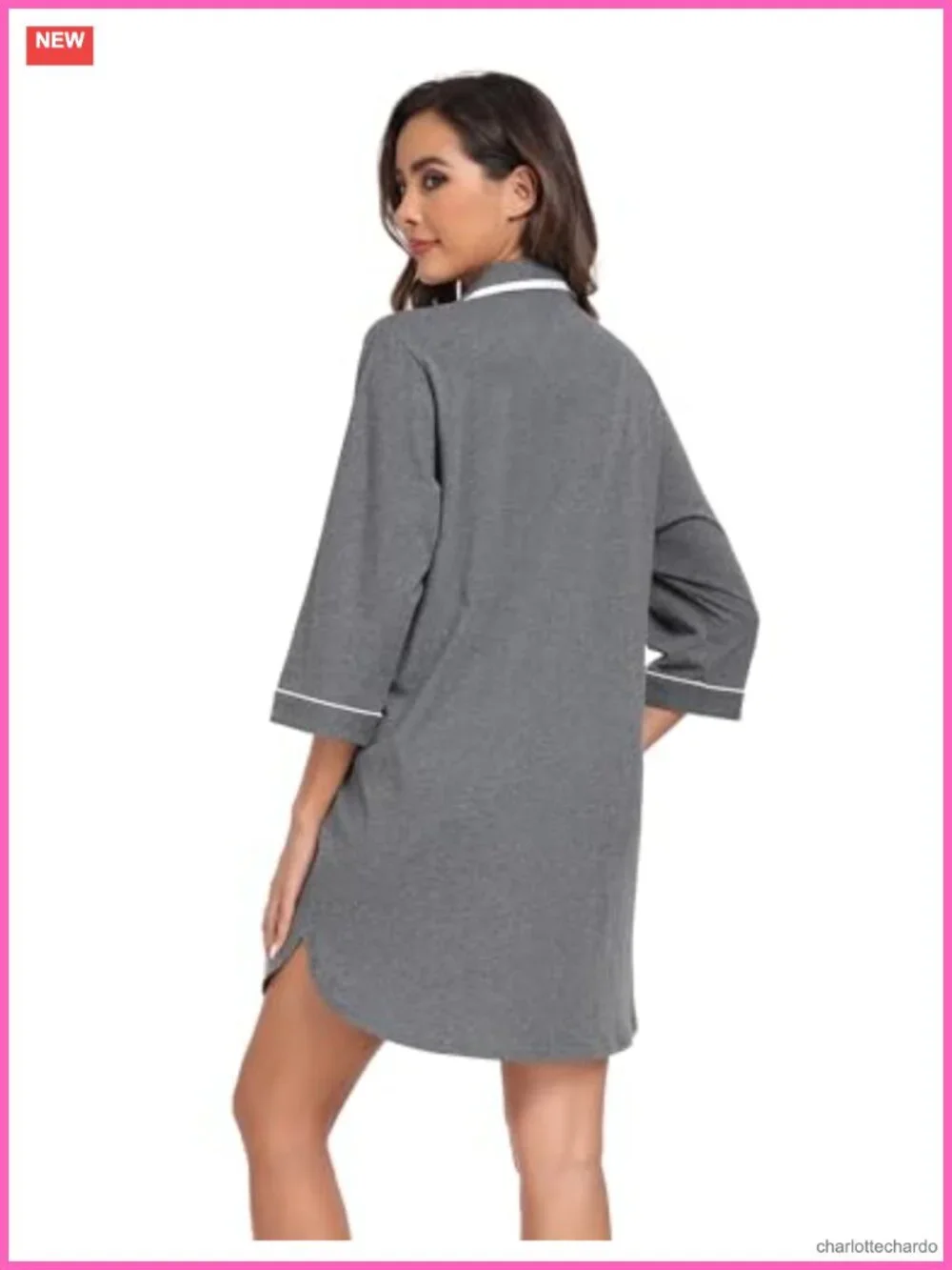 Women's 100% Cotton Nightgown 3/4 Sleeve Sleepshirt Soft Night Dress Lounge